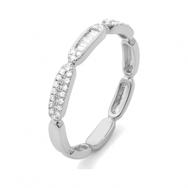Anillo de oro blanco de 18 Kt con diamantes de 0,15 ct