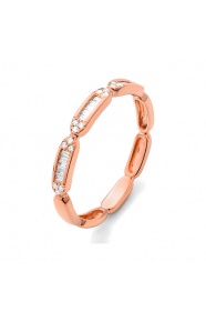 Anillo de oro rosa de 18 Kt con diamantes talla baguette de 0,15 ct