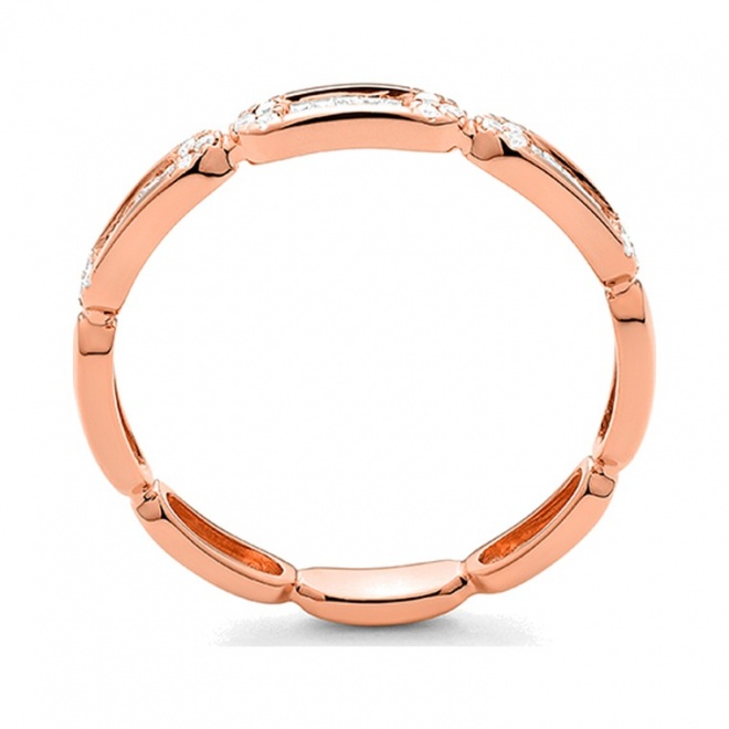 Anillo de oro rosa de 18 Kt con diamantes talla baguette de 0,15 ct