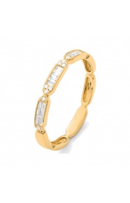 Anillo de oro amarillo de 18 Kt con diamantes talla baguette de 0,15 ct