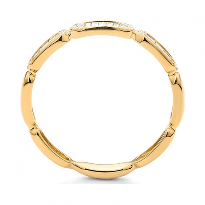Anillo de oro amarillo de 18 Kt con diamantes talla baguette de 0,15 ct