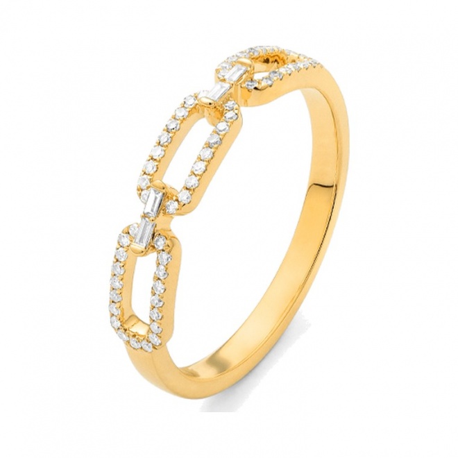 Anillo de oro amarillo de 18 Kt con diamantes de 0,17 ct