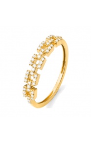 Anillo de oro amarillo de 18 Kt con diamantes de 0,15 ct