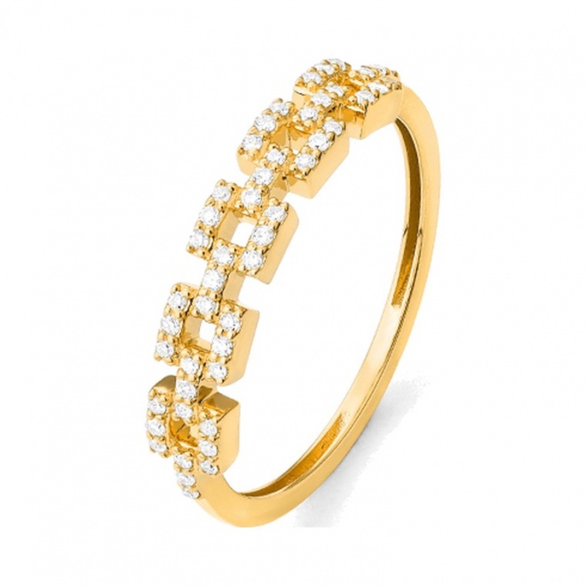 Anillo de oro amarillo de 18 Kt con diamantes de 0,15 ct