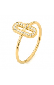 Anillo de oro amarillo de 18 Kt con diamantes de 0,09 ct
