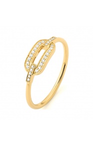 Anillo de oro amarillo de 18 Kt con diamantes de 0,08 ct