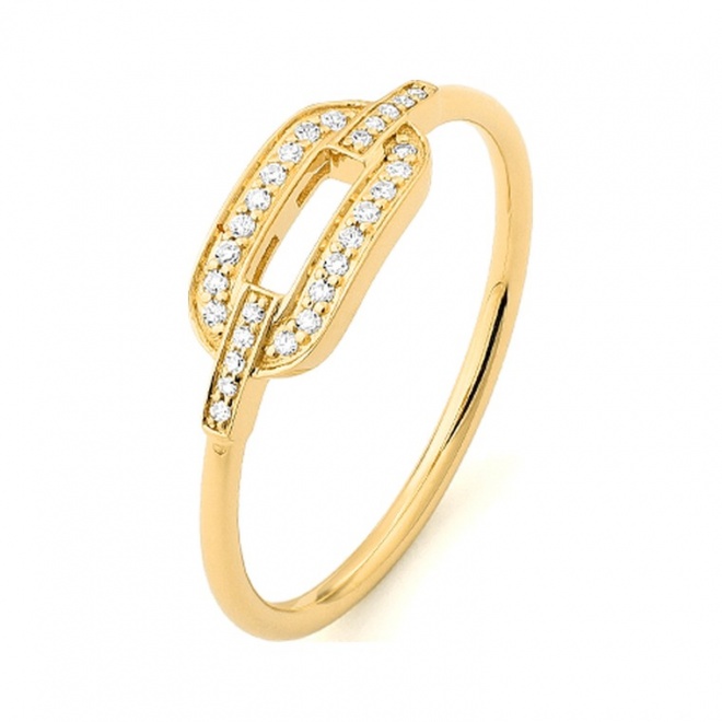 Anillo de oro amarillo de 18 Kt con diamantes de 0,08 ct