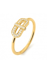 Anillo de oro amarillo de 18 Kt con diamantes de 0,10 ct