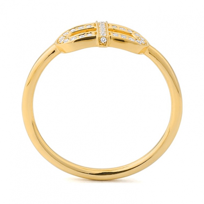 Anillo de oro amarillo de 18 Kt con diamantes de 0,10 ct