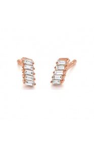Pendientes de oro rosa de 18 Kt con diamantes talla baguette de 0,20 ct