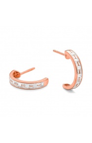 Pendientes Medias criollas de oro rosa de 18 Kt con diamantes talla baguette de 0,67 ct