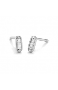 Pendientes de oro blanco de 18 Kt con diamantes talla baguette de 0,08 ct