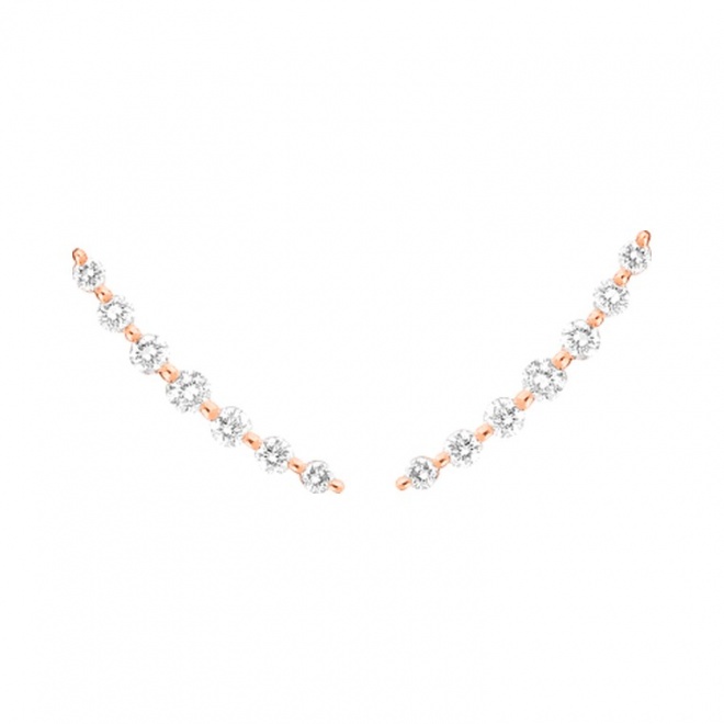 Pendientes de oro rosa de 18 Kt con diamantes de 0,21 ct