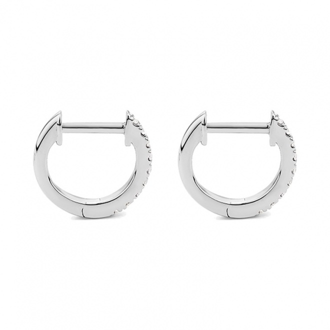 Pendientes Criollas de oro blanco de 18 Kt con diamantes de 0,07 ct