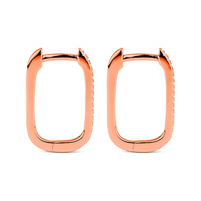 Pendientes Criollas de oro rosa de 18 Kt con diamantes de 0,10 a 0,15 ct