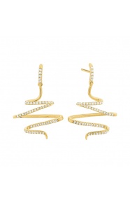 Pendientes Largos de oro amarillo de 18 Kt con diamantes de 0,55 ct