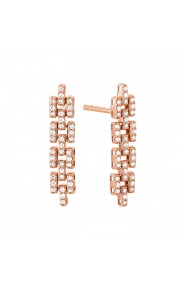 Pendientes Largos de oro rosa de 18 Kt con diamantes de 0,25 ct