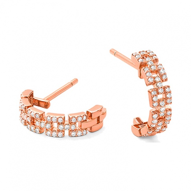 Pendientes de oro rosa de 18 Kt con diamantes de 0,28 ct