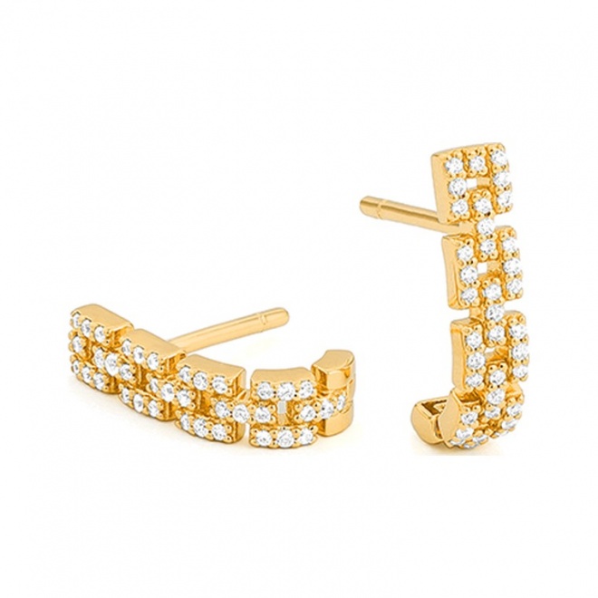 Pendientes de oro amarillo de 18 Kt con diamantes de 0,25 ct
