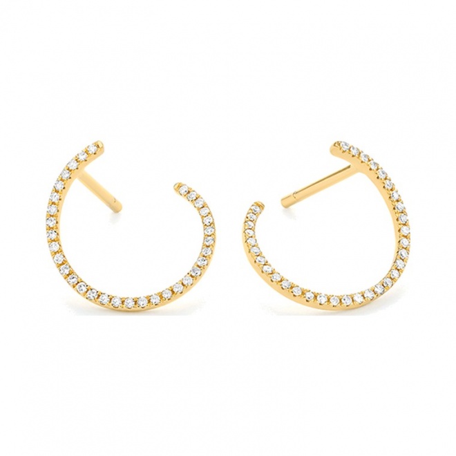 Pendientes Pavé de oro amarillo de 18 Kt con diamantes de 0,18 ct