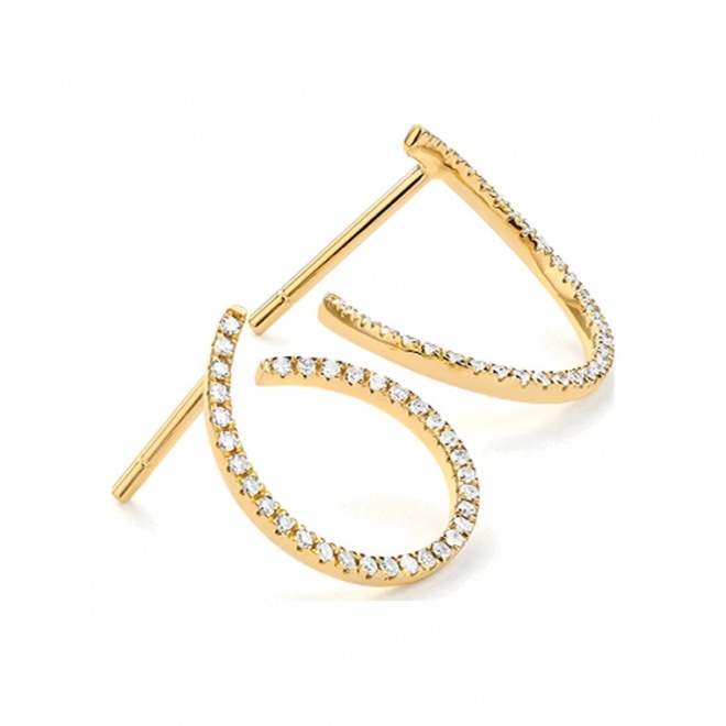 Pendientes Pavé de oro amarillo de 18 Kt con diamantes de 0,18 ct