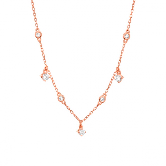 Colgante de oro rosa de 18 Kt con diamantes de 0,18 ct