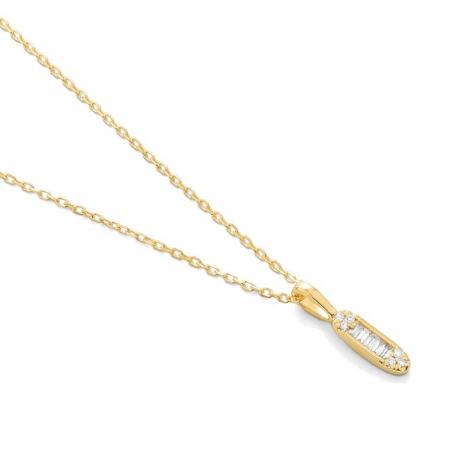 Colgante de oro amarillo de 18 Kt con diamantes talla baguette de 0,06 ct