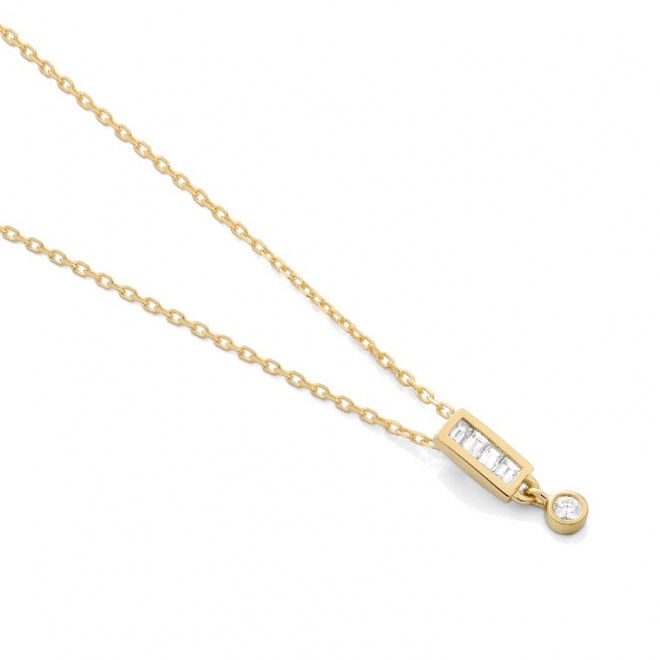Colgante de oro amarillo de 18 Kt con diamantes talla baguette de 0,09 ct