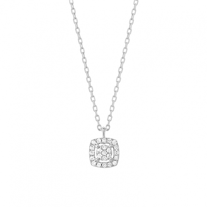 Colgante de oro blanco de 18 Kt con diamantes de 0,07 ct