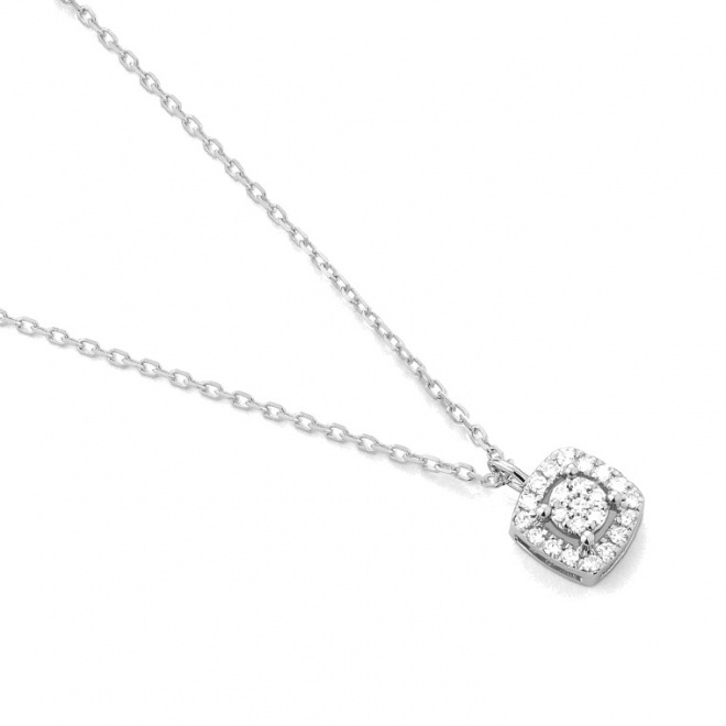 Colgante de oro blanco de 18 Kt con diamantes de 0,07 ct