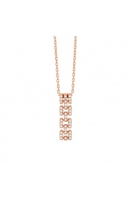Colgante Largo de oro rosa de 18 Kt con diamantes de 0,11 ct