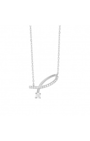 Colgante de oro blanco de 18 Kt con diamantes de 0,13 ct