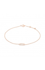 Pulsera con motivo y cadena de oro rosa de 18 Kt con diamantes talla baguette de 0,06 ct