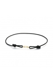 Pulsera de cordón de oro amarillo de 18 Kt con diamantes talla baguette de 0,05 ct