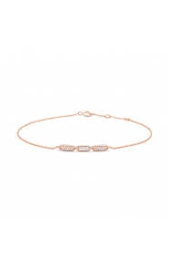 Pulsera con motivo y cadena de oro rosa de 18 Kt con diamantes de 0,12 ct