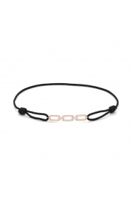 Pulsera de cordón de oro rosa de 18 Kt con diamantes de 0,16 ct