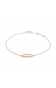 Pulsera con motivo y cadena de oro rosa de 18 Kt con diamantes de 0,10 ct