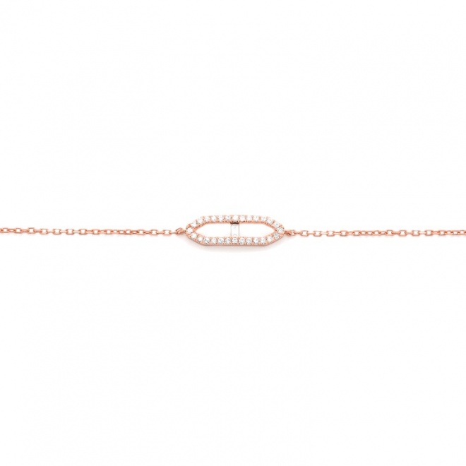 Pulsera con motivo y cadena de oro rosa de 18 Kt con diamantes de 0,10 ct