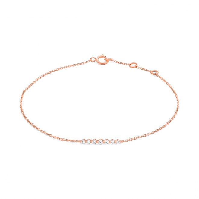 Pulsera con motivo y cadena de oro rosa de 18 Kt con diamantes de 0,11 ct