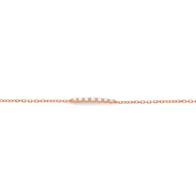 Pulsera con motivo y cadena de oro rosa de 18 Kt con diamantes de 0,11 ct