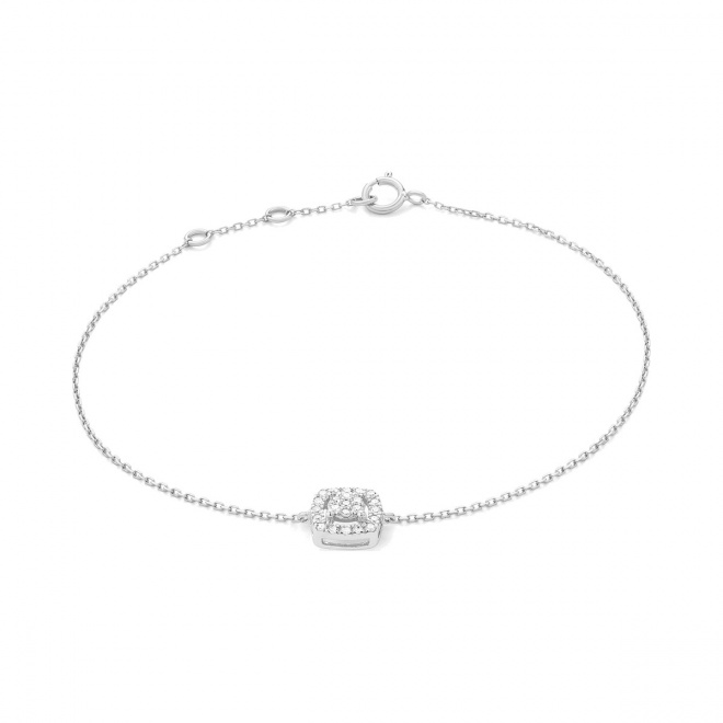 Pulsera con motivo y cadena de oro blanco de 18 Kt con diamantes de 0,07 ct