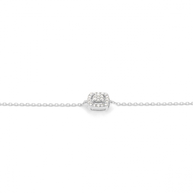 Pulsera con motivo y cadena de oro blanco de 18 Kt con diamantes de 0,07 ct