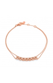 Pulsera con motivo y cadena de oro rosa de 18 Kt con diamantes de 0,20 ct