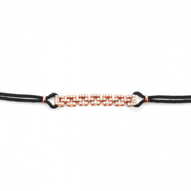 Pulsera de cordón de oro rosa de 18 Kt con diamantes de 0,20 ct