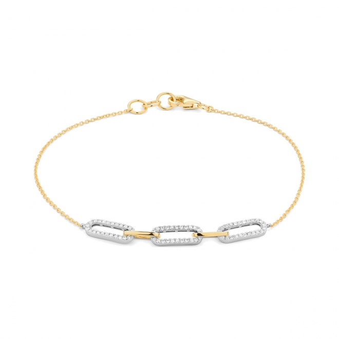 Pulsera con motivo y cadena de oro de 18 Kt con diamantes de 0,20 ct