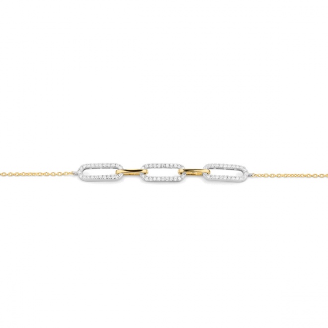 Pulsera con motivo y cadena de oro de 18 Kt con diamantes de 0,20 ct