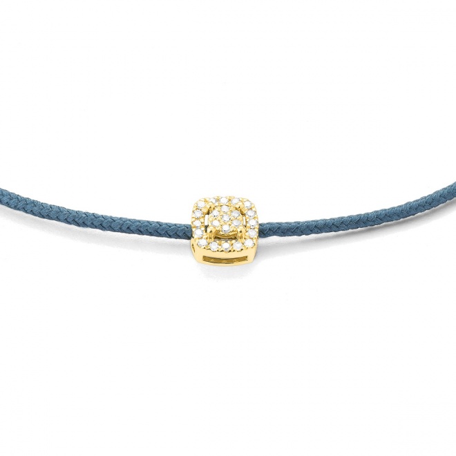 Pulsera de cordón de oro amarillo de 18 Kt con diamantes de 0,07 ct