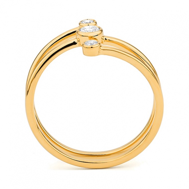 Anillo de oro amarillo de 18 Kt con diamantes de 0,20 ct