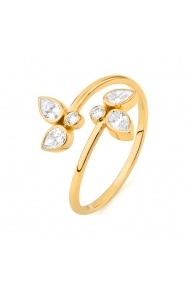Anillo de oro amarillo de 18 Kt con diamantes talla pera de 0,45 ct