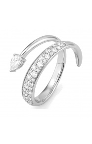 Anillo de oro blanco de 18 Kt con diamantes talla pera de 0,68 ct